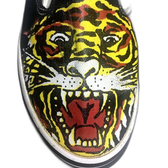 Dream Seek Sneakers Unisex Sz 5.5 Painted Tiger Canvas Slip On Preowned - Picture 2 of 11